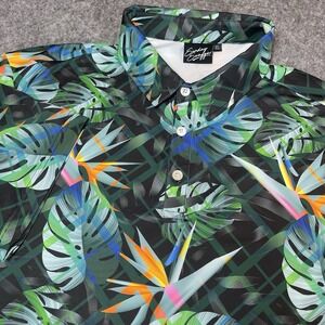 SUNDAY SWAGGER Golf Polo Shirt Men XL Jungle Floral Short Sleeve Arm Logo